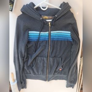 Charcoal Aviator Nation Hoodie with 6 Stripe Blue Spectrum
